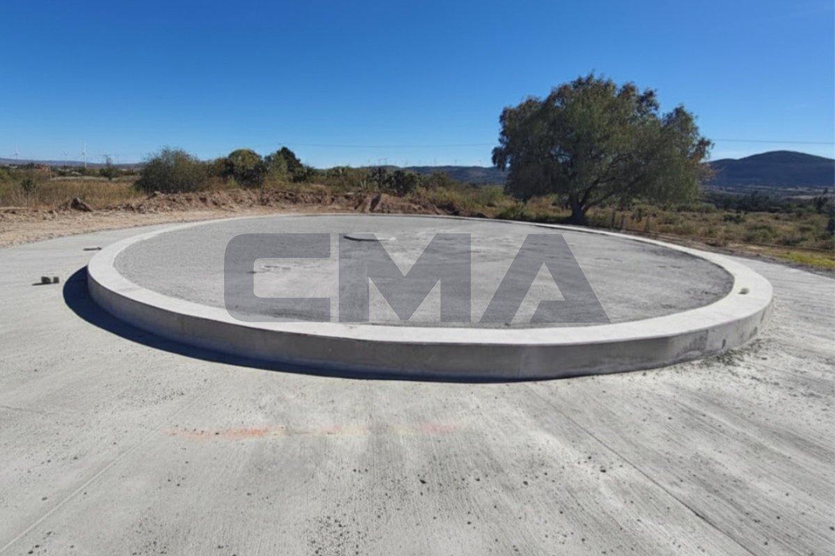Plataforma circular de concreto para silo de almacenamiento de agua
